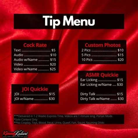 tip menu only fans|OnlyFans Menu